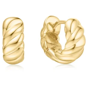 ANIA HAIE GOLD BOLD TEXTURE SMALL HOOP EARRINGS E063-06G