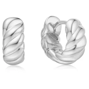 ANIA HAIE SILVER BOLD TEXTURE SMALL HOOP EARRINGS E063-06H