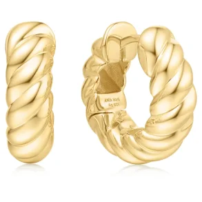 ANIA HAIE GOLD BOLD TEXTURE MEDIUM HOOP EARRINGS E063-07G