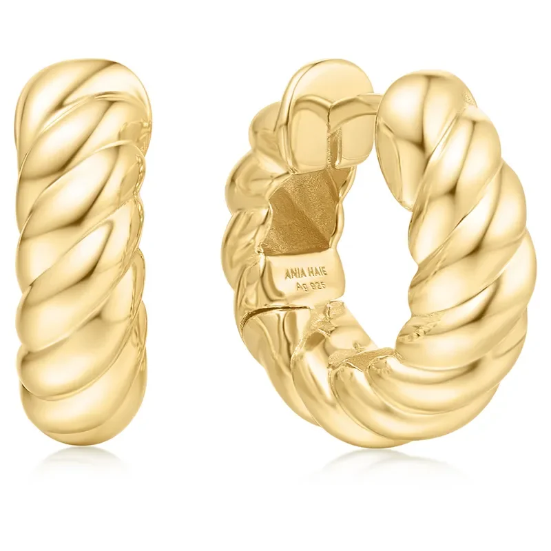 ANIA HAIE GOLD BOLD TEXTURE MEDIUM HOOP EARRINGS E063-07G