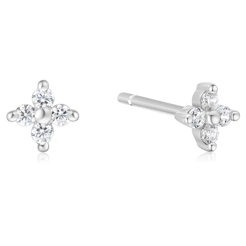 ANIA HAIE SILVER FOUR -PETAL STUD EARRINGS E064-01H