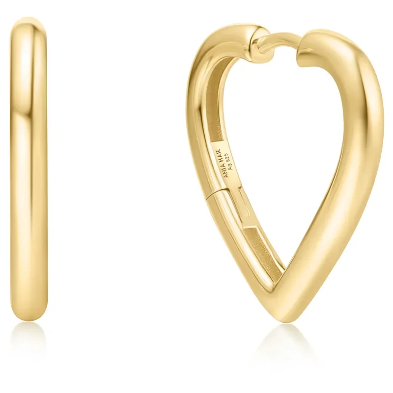 ANIA HAIE GOLD MEDIUM HEART HOOP EARRINGS E064-03G