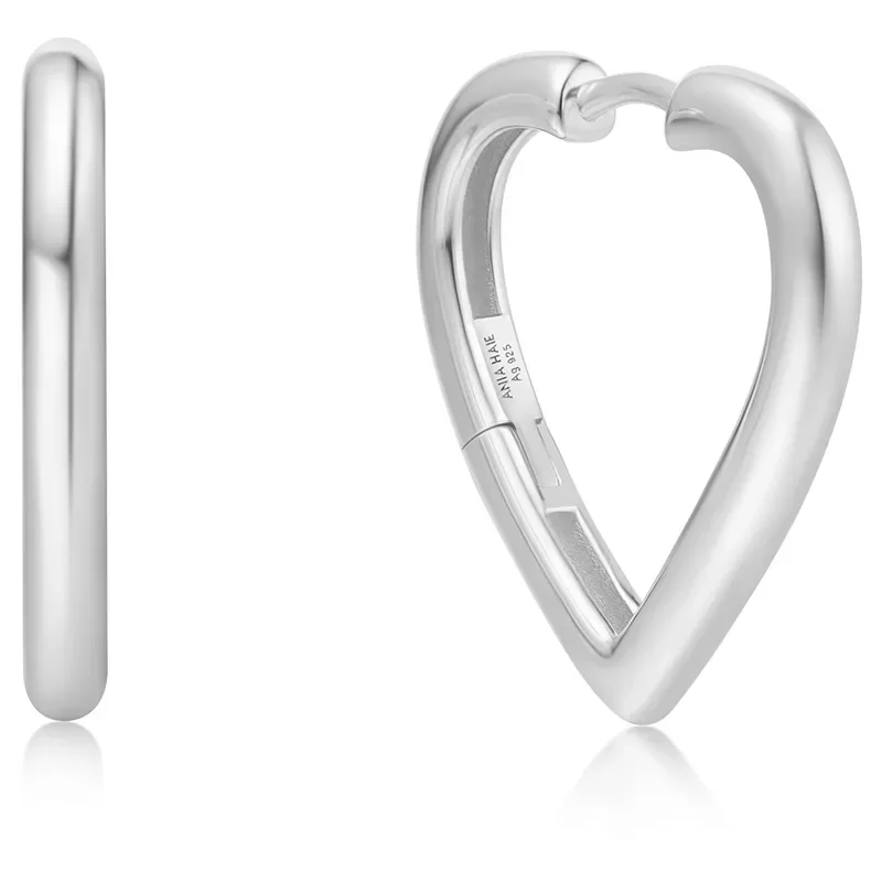 ANIA HAIE SILVER MEDIUM HEART HOOP EARRINGS E064-03H