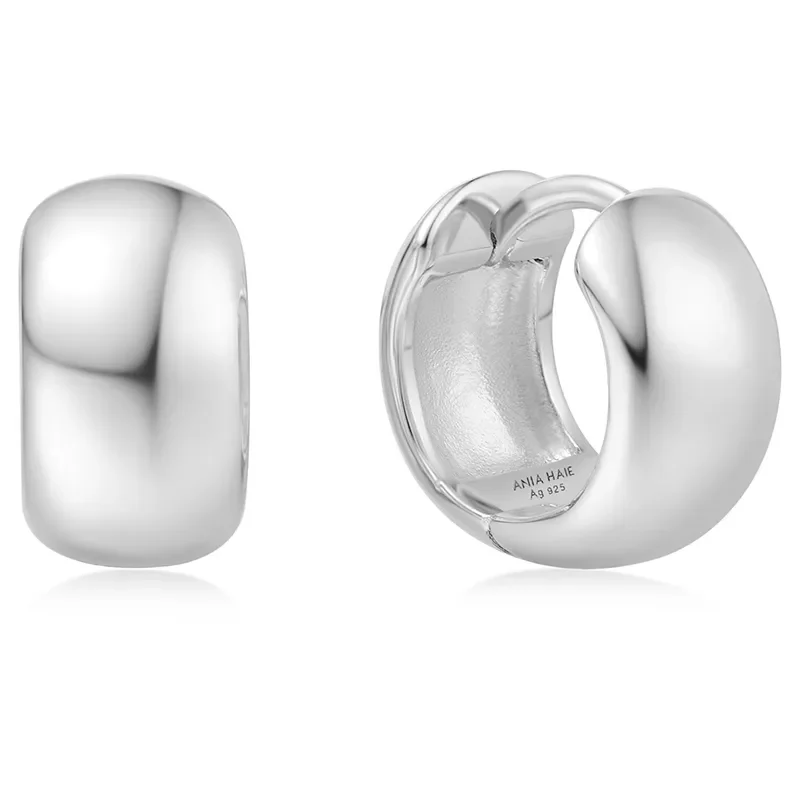 ANIA HAIE SILVER CHUBBY SMALL HOOP EARRINGS E064-04H