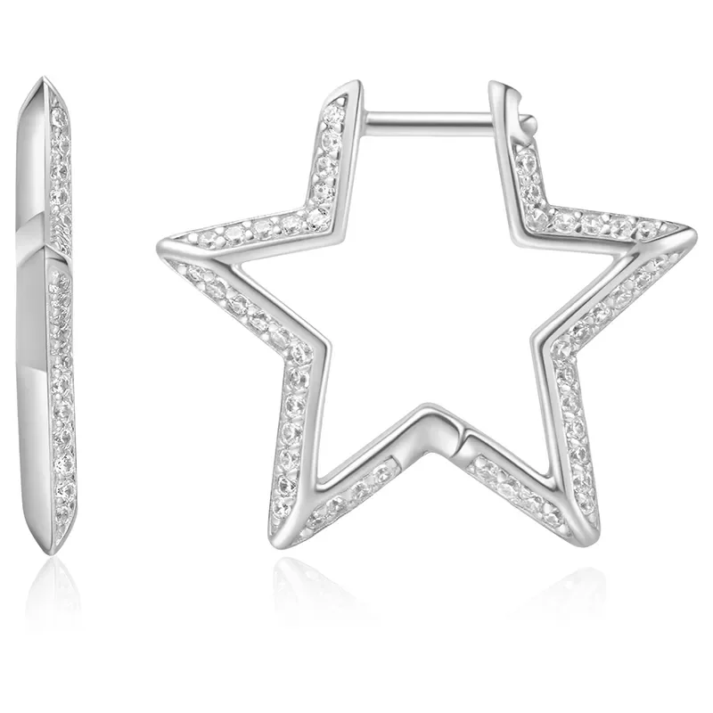 ANIA HAIE SILVER MEDIUM STAR PAVE EARRINGS E064-05H