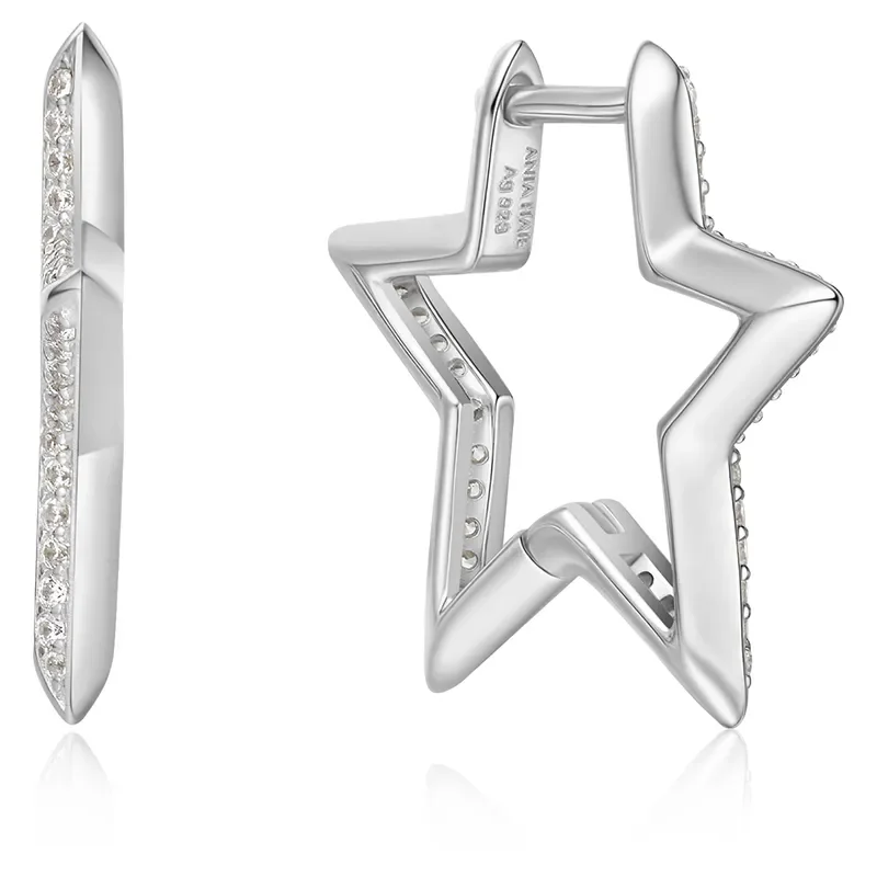 ANIA HAIE SILVER MEDIUM STAR PAVE EARRINGS E064-05H