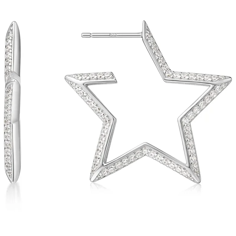 ANIA HAIE SILVER LARGE STAR PAVE EARRINGS E064-09H