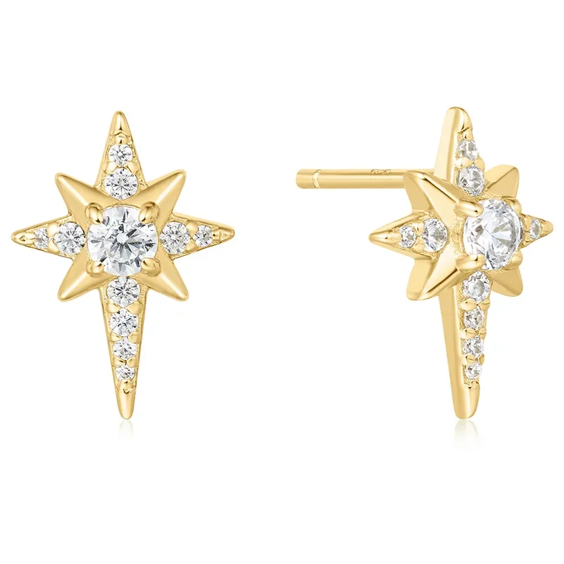 ANIA HAIE GOLD EIGHT-POINTED STAR STUD EARRINGS E065-02G
