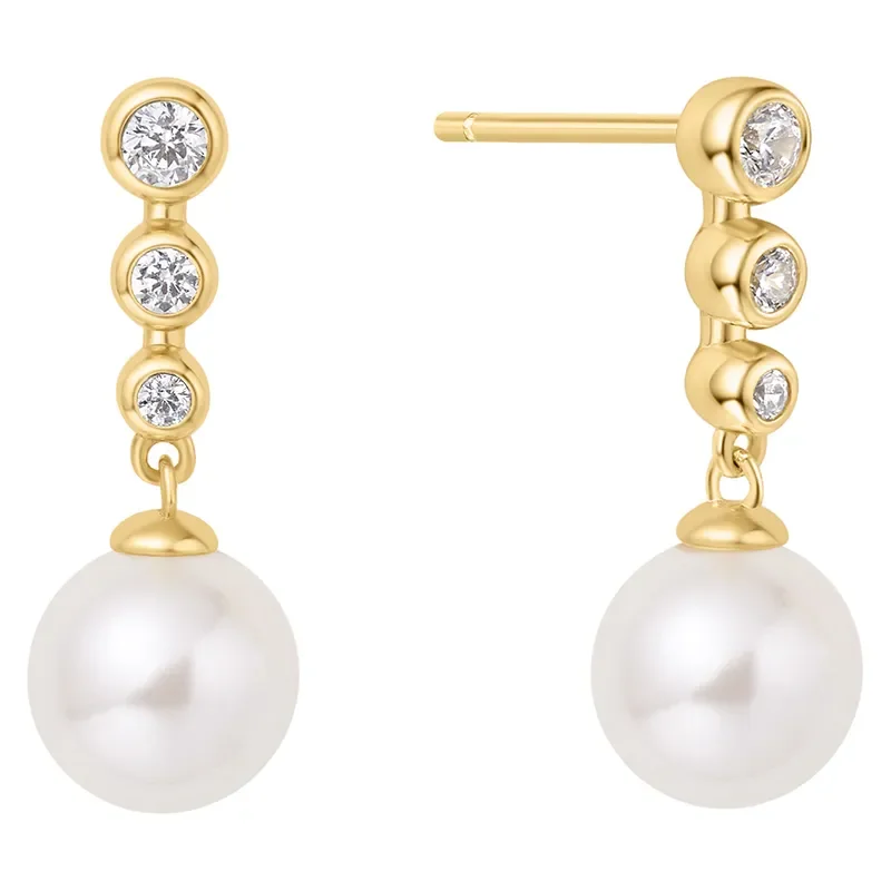 ANIA HAIE GOLD TENNIS BEADED STONE PEARL EARRINGS E065-03G