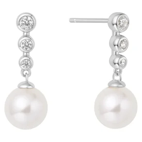 ANIA HAIE SILVER TENNIS BEADED STONE PEARL EARRINGS E065-03H