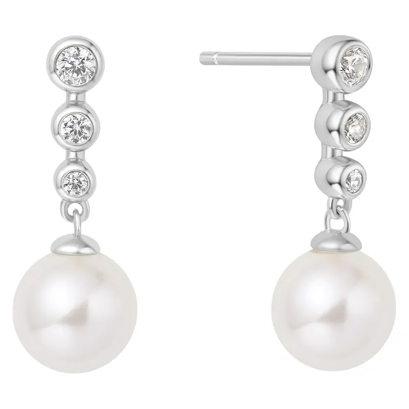 ANIA HAIE SILVER TENNIS BEADED STONE PEARL EARRINGS E065-03H