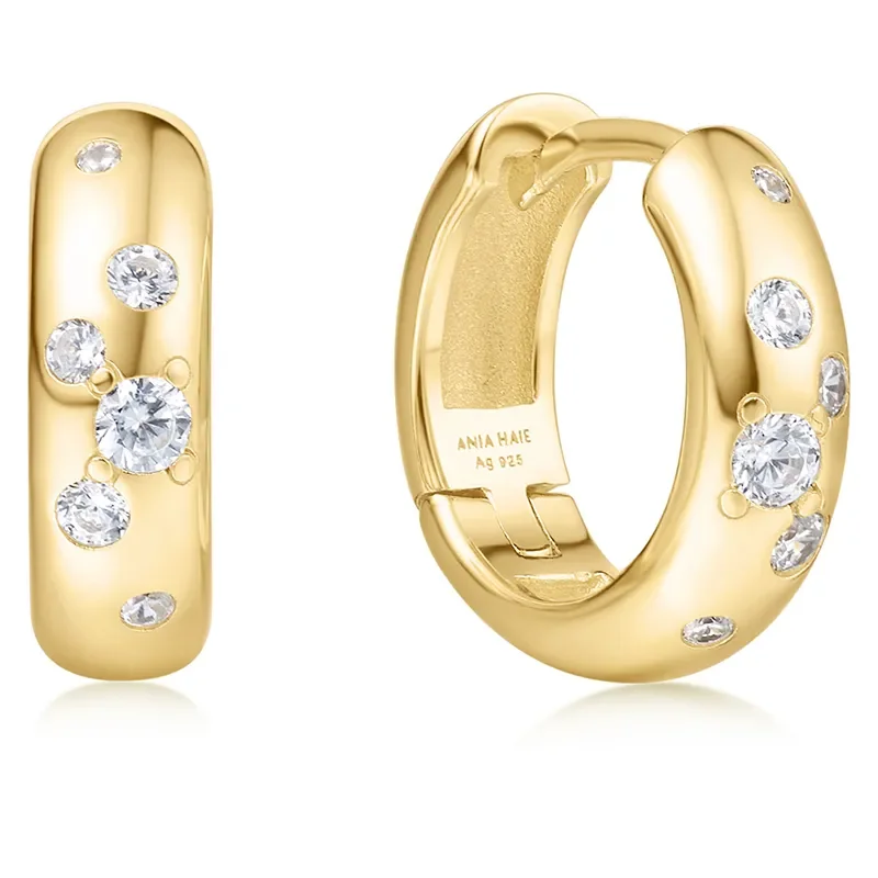 ANIA HAIE GOLD SMALL CHUBBY SPARKLING HOOP EARRINGS E065-04G