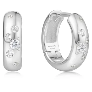 ANIA HAIE SILVER SMALL CHUBBY SPARKLING HOOP EARRINGS E065-04H