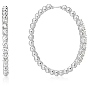 ANIA HAIE SILVER LARGE CLAW SPHERE HOOP EARRINGS E065-05H