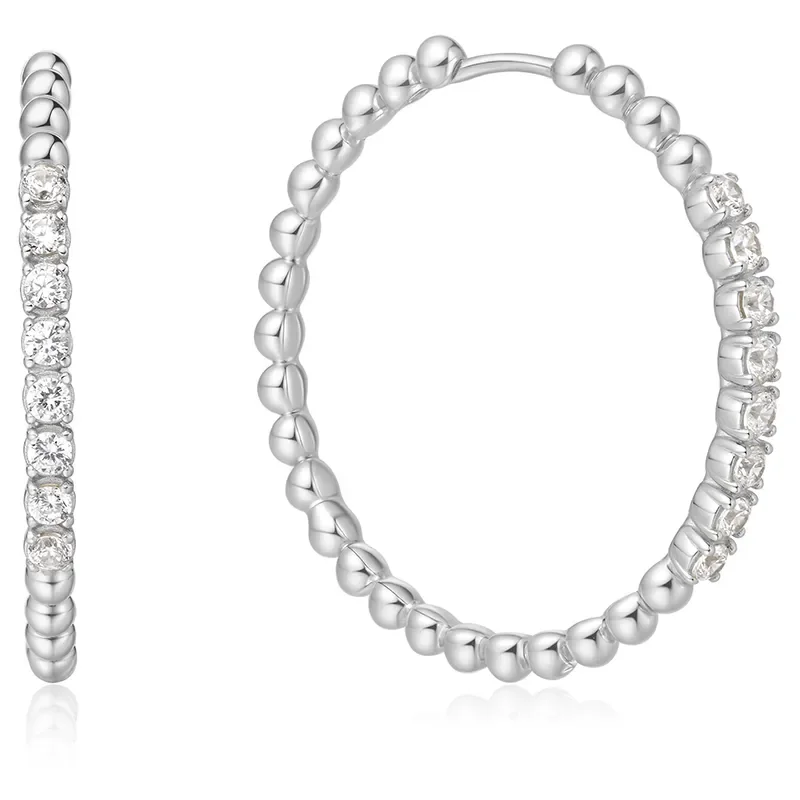 ANIA HAIE SILVER LARGE CLAW SPHERE HOOP EARRINGS E065-05H