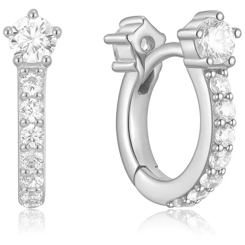 ANIA HAIE SILVER SPARKLING PAVE HOOP EARRINGS E066-04H