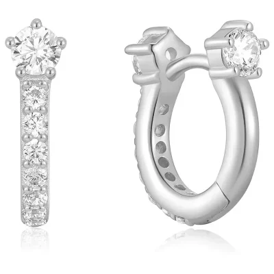 ANIA HAIE SILVER SPARKLING PAVE HOOP EARRINGS E066-04H