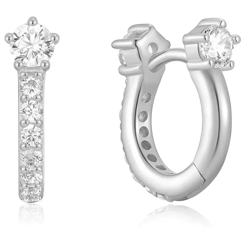 ANIA HAIE SILVER SPARKLING PAVE HOOP EARRINGS E066-04H