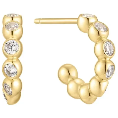 ANIA HAIE GOLD BEZEL BEADED HOOP EARRINGS E066-05G