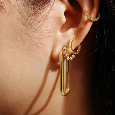 ANIA HAIE GOLD BEZEL BEADED HOOP EARRINGS E066-05G