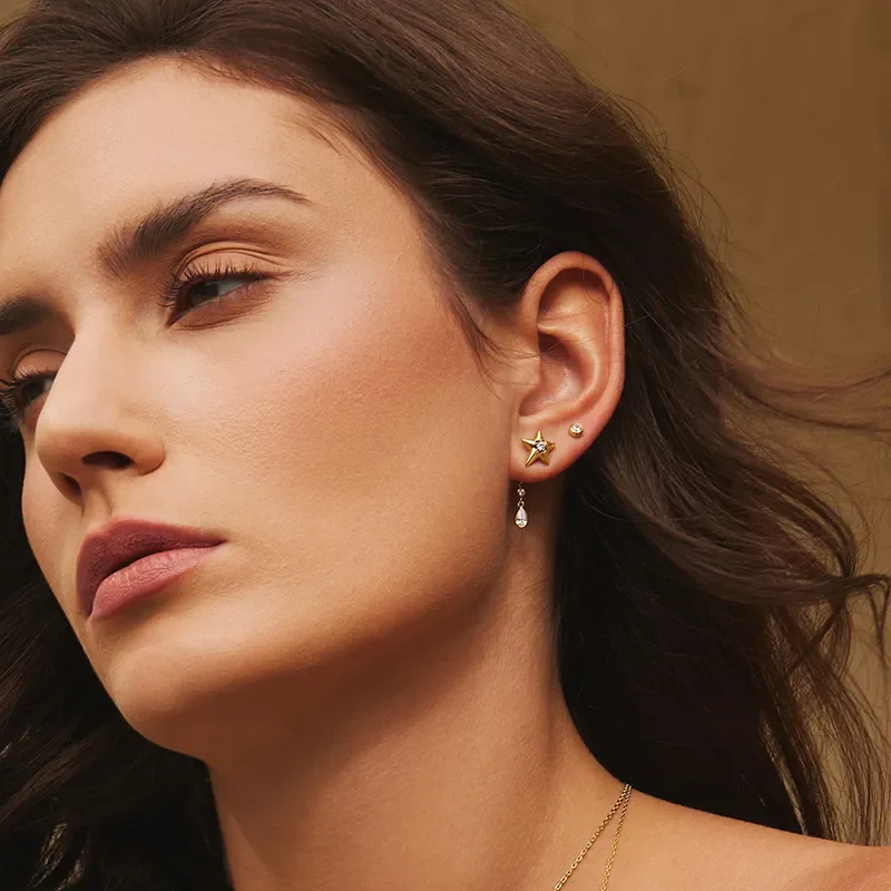 ANIA HAIE GOLD SPARKLING STAR DROP STUD EARRINGS E066-07G