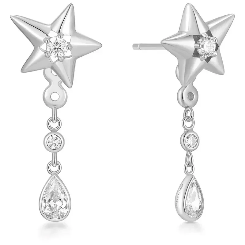 ANIA HAIE SILVER SPARKLING STAR DROP STUD EARRINGS E066-07H