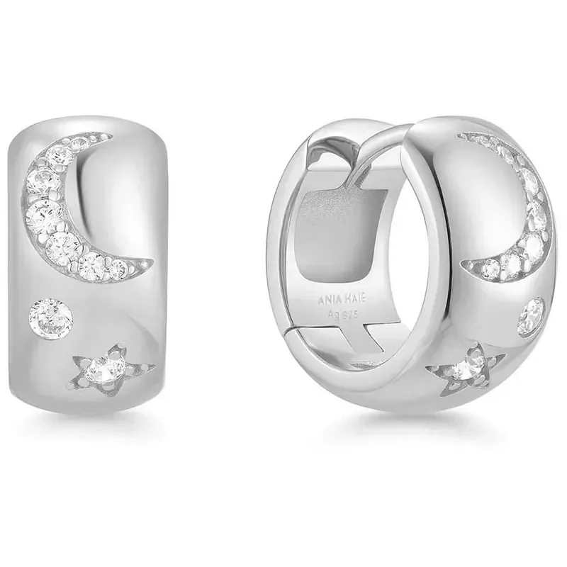 ANIA HAIE SILVER CELESTIAL CHUNKY HOOP EARRINGS E066-09H