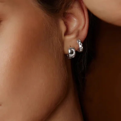 ANIA HAIE SILVER CELESTIAL CHUNKY HOOP EARRINGS E066-09H