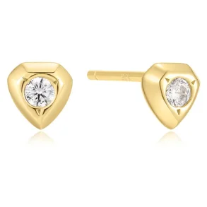 ANIA HAIE GOLD SPARKLING SHIELD STUD EARRINGS E067-03G