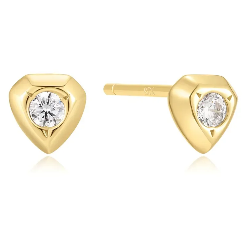 ANIA HAIE GOLD SPARKLING SHIELD STUD EARRINGS E067-03G