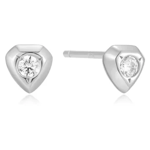 ANIA HAIE SILVER SPARKLING SHIELD STUD EARRINGS E067-03H