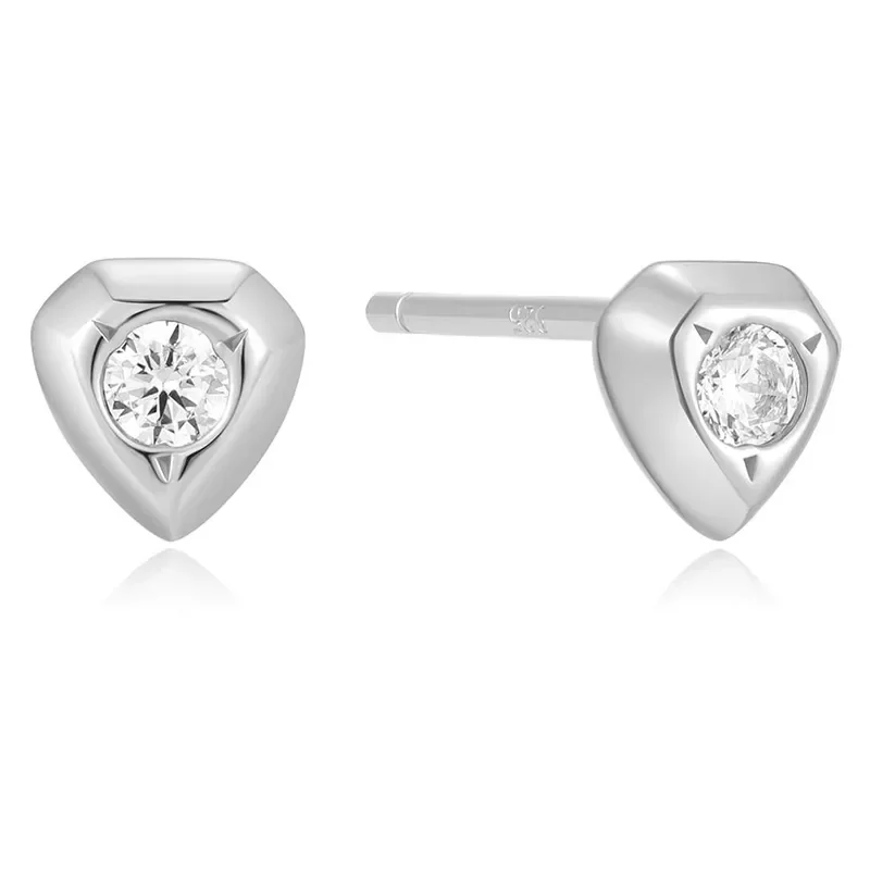 ANIA HAIE SILVER SPARKLING SHIELD STUD EARRINGS E067-03H