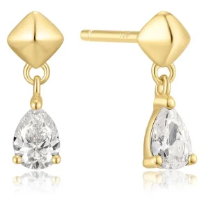 ANIA HAIE GOLD PYRAMID DANGLE STUD EARRINGS E067-04G