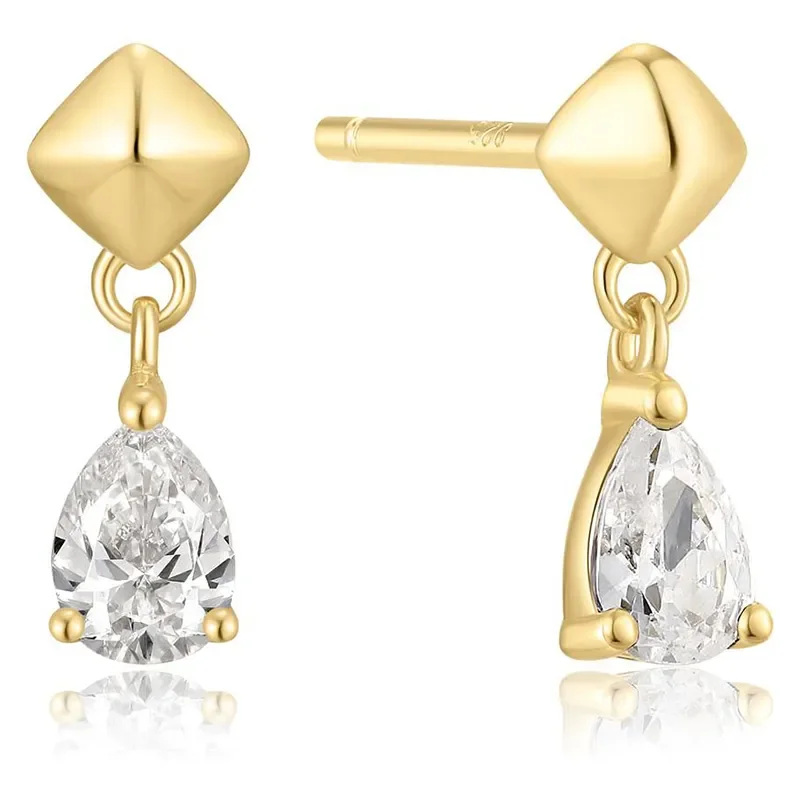 ANIA HAIE GOLD PYRAMID DANGLE STUD EARRINGS E067-04G
