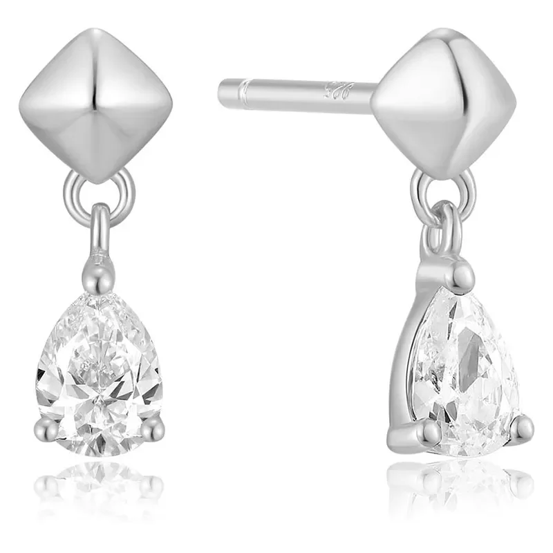 ANIA HAIE SILVER PYRAMID DANGLE STUD EARRINGS E067-04H