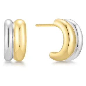 ANIA HAIE TWO-TONE DUET MIXED HOOP EARRINGS E067-05T