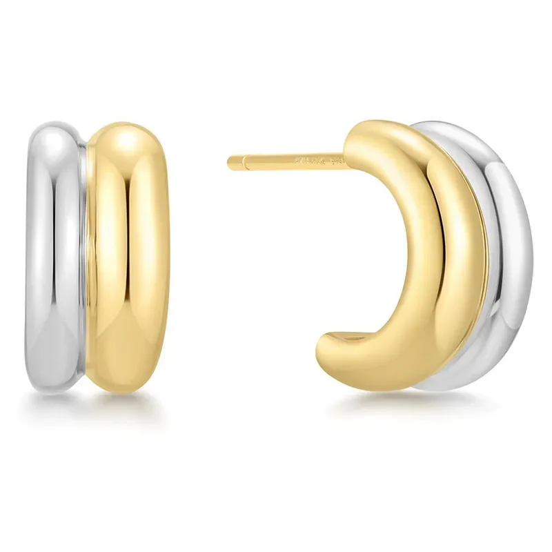 ANIA HAIE TWO-TONE DUET MIXED HOOP EARRINGS E067-05T