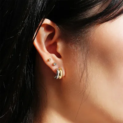 ANIA HAIE TWO-TONE DUET MIXED HOOP EARRINGS E067-05T