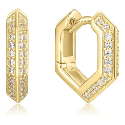 ANIA HAIE GOLD SPARKLING SHIELD HOOP EARRINGS E067-06G