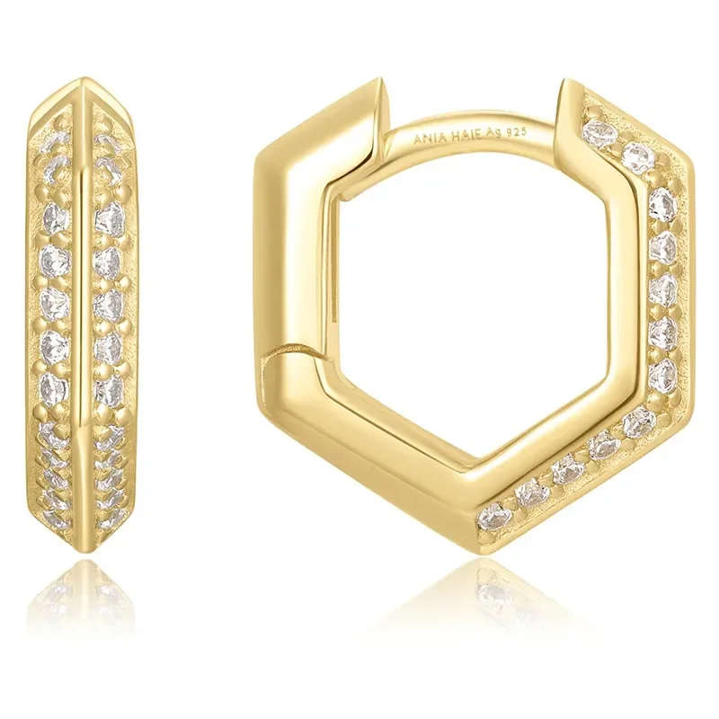 ANIA HAIE GOLD SPARKLING SHIELD HOOP EARRINGS E067-06G