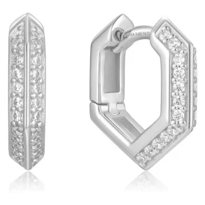 ANIA HAIE SILVER SPARKLING SHIELD HOOP EARRINGS E067-06H