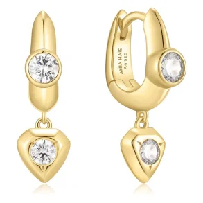 ANIA HAIE GOLD U-SHAPED SHIELD DROP HOOP EARRINGS E067-07G