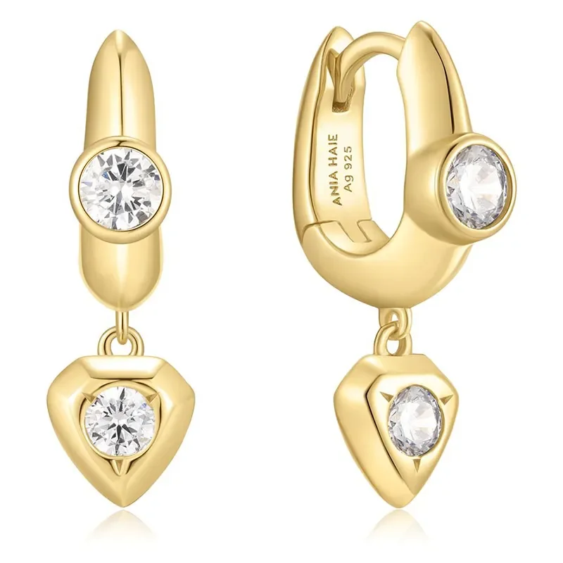 ANIA HAIE GOLD U-SHAPED SHIELD DROP HOOP EARRINGS E067-07G