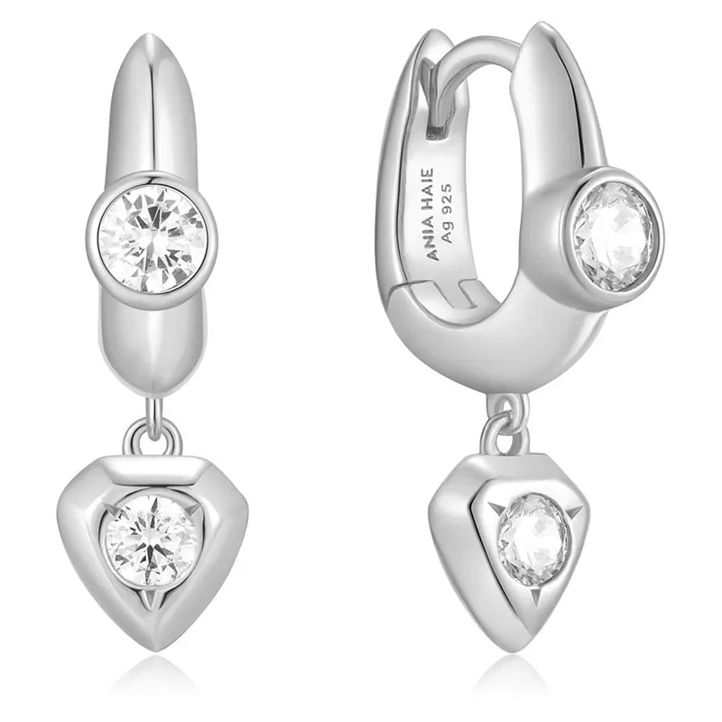 ANIA HAIE SILVER U-SHAPED SHIELD DROP HOOP EARRINGS E067-07H