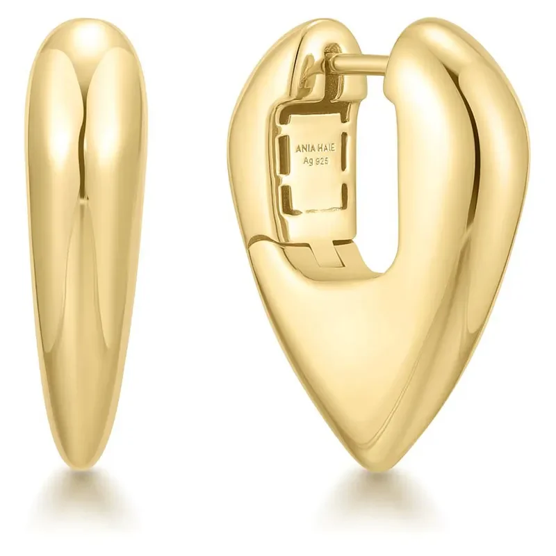 ANIA HAIE GOLD PUFFY SHIELD HOOP EARRINGS E067-09G