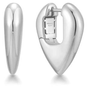 ANIA HAIE SILVER PUFFY SHIELD HOOP EARRINGS E067-09H