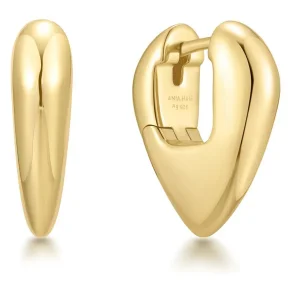 ANIA HAIE GOLD PUFFY SHIELD HUGGIE HOOP EARRINGS E067-10G