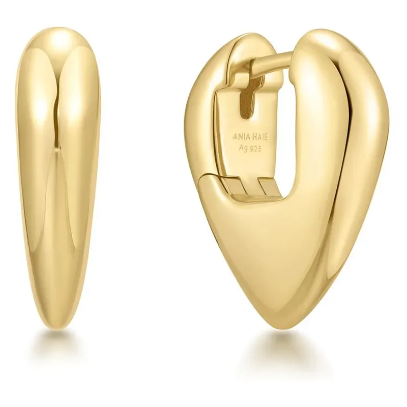 ANIA HAIE GOLD PUFFY SHIELD HUGGIE HOOP EARRINGS E067-10G