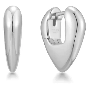 ANIA HAIE SILVER PUFFY SHIELD HUGGIE HOOP EARRINGS E067-10H
