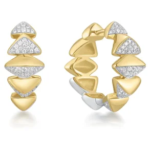 ANIA HAIE TWO-TONE SPARKLING BOLD PUFFY HOOP EARRINGS E067-12T